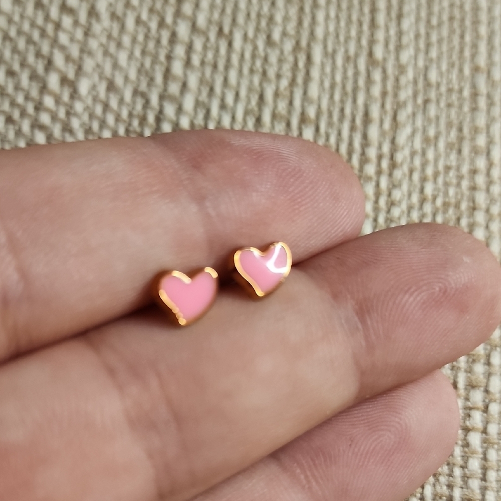 Pink Heart Stud Earrings
